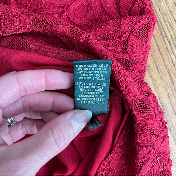 Ralph Lauren Red Lace Dress V Neck Back - Picture 10 of 15